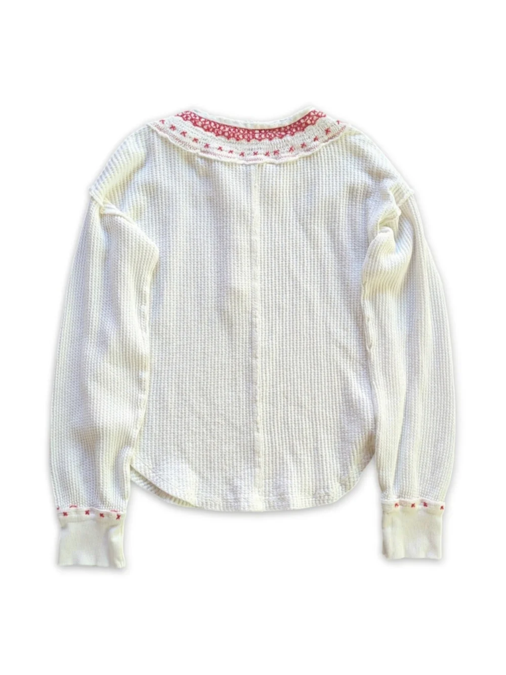 Free People Thermal Embroidered Oversized Holly Henley Top Sz XS